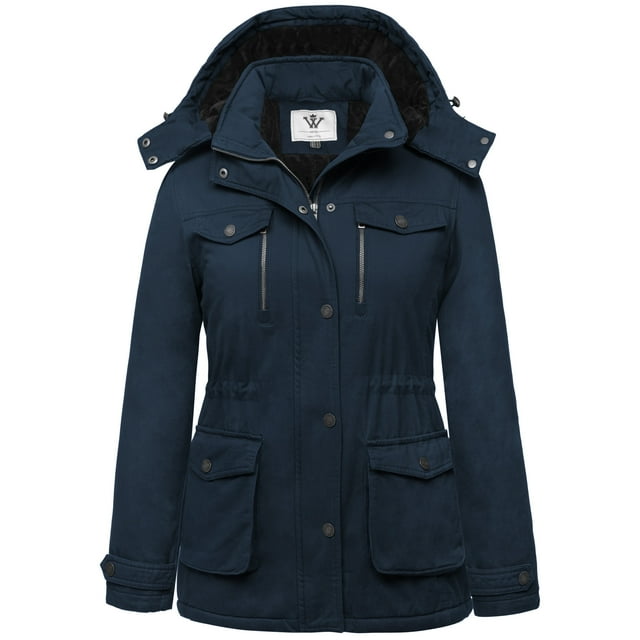 WenVen Women's Winter Jacket Windrproof Winter Coat Warm Puffer Jacket with Hood Blue S