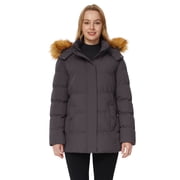 Women's Winter Coat Warm Puffer Jacket Windproof Parka with Removable Hood Gray 3XL