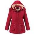 thumbnail image 1 of Soularge Women's Plus Size Winter Coat Warm Thicken Cotton Jacket with Hood Red 2X, 1 of 6