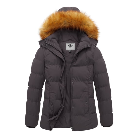 WenVen Women's Puffer Coat Waterproof Winter Jacket Quilted Zip-up Snow Parka with Hood Charcoal XL