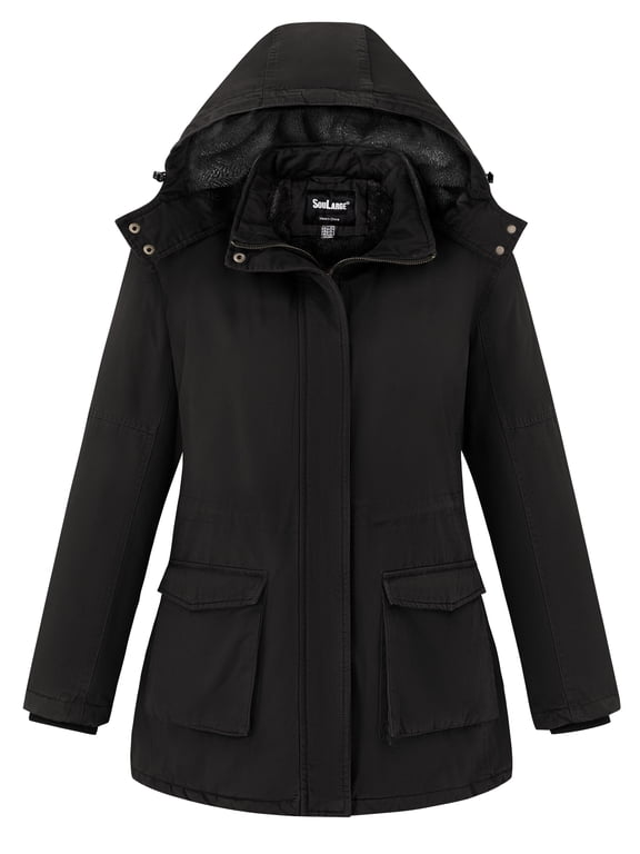 Women's Plus Size Windproof Snow Parka Warm Winter Coat Puffer Jacket Black 4X