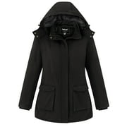 SOULARGE Women's Plus Size Jacket Winter Windproof Coat Warm Hooded Parka Black 3X