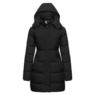 WenVen Women's Puffer Jacket Winter Warm Coat Windproof Outerwear Quilted with Hood Black XL