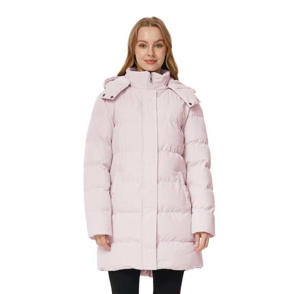 WenVen Women's Puffer Coat Waterproof Winter Jacket Hooded Insulated Parka with Breathable Lining Pink M