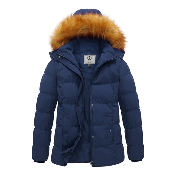 WenVen Women's Winter Coat Insulated Puffer Jacket Warm Snow Parka with Windproof Hood Navy 2XL