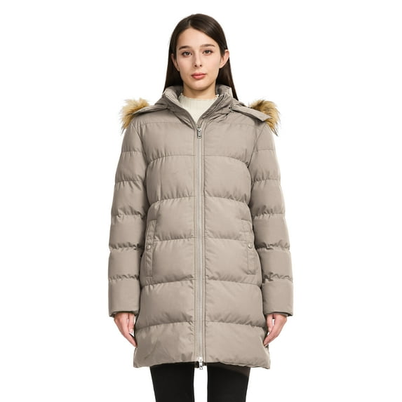 WenVen Women's Winter Coat Waterproof Puffer Jacket Hooded Insulated Snow Parka Khaki XL