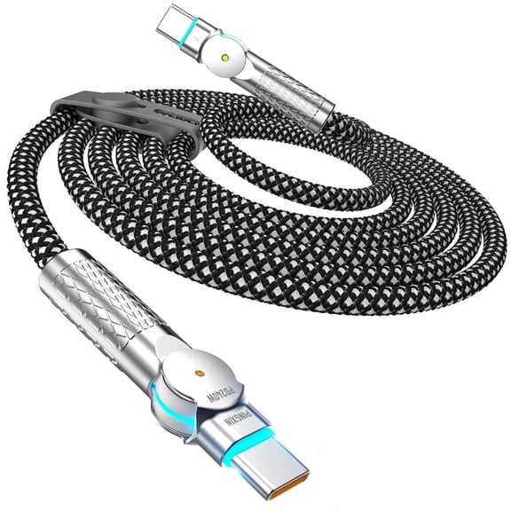Wenbo 3.3ft 180 Rotating Fast Charging Cable, 120W USB-C to USB-C Braided Charger Cord for Smartphones & Laptops
