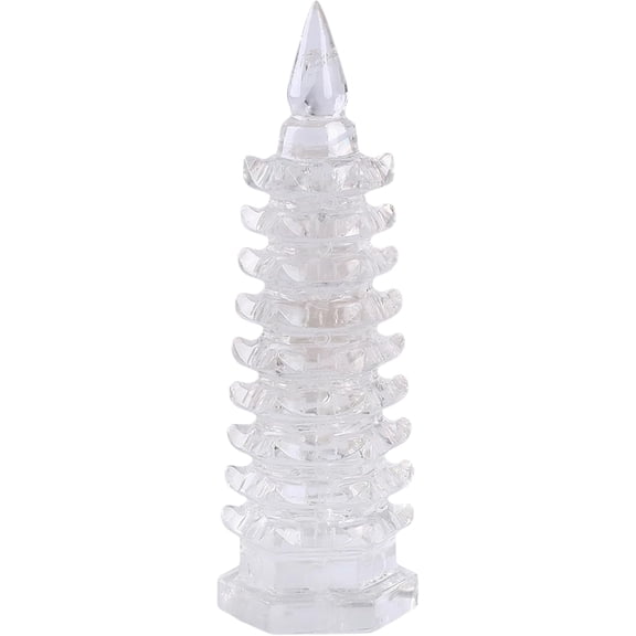Wenchang Pagoda Model Statue, Clear Quartz Pagoda Decor 9 Level Tower Statue Healing Crystals Polished Sculpture Decor for Home Office Garden Decoration