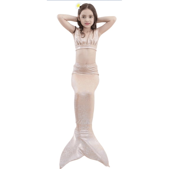 Wenchoice Beige Shinny Mermaid Tail 3 Pieces Swimming Suit M(3-4Y)