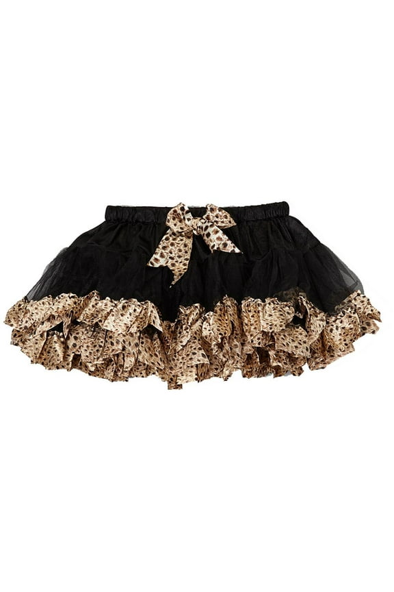 Black & Brown Cheetah-Trim Tutu Girl's L(5T-6T)