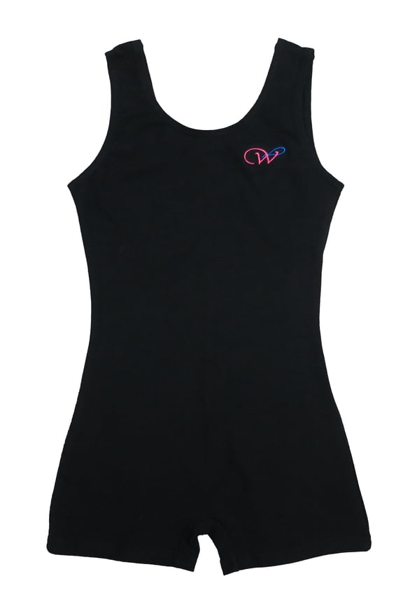 Black Cotton One Piece Gymnastic Training Leotard Girl'S M(3Y-4Y)
