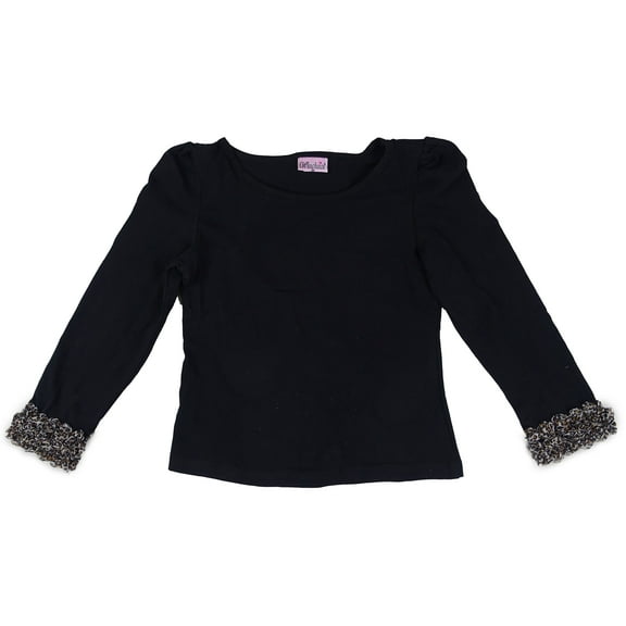 Wenchoice Black Leopard Floral Trim Top Girls S(1Y-2Y)