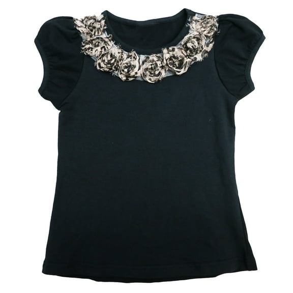 Wenchoice Black Leopard Rose Short Sleeve Shirt Girl'S M(3Y-4Y)