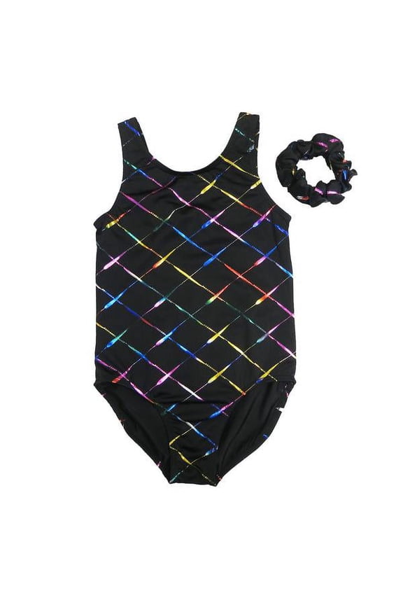 Black & Rainbow Crisscross Leotard - Infant, Toddler, Girls & Women Kids L(7-8Y)