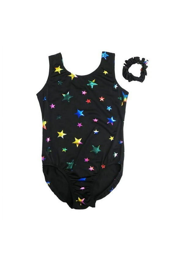 Black & Rainbow Stars Leotard - Infant, Toddler, Girls & Women Adult M