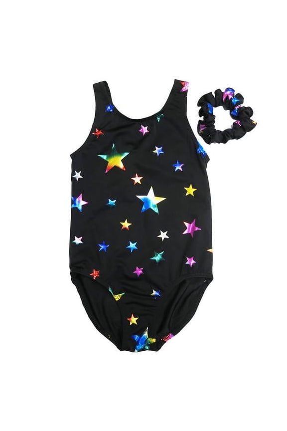 Black & Rainbow Stars Leotard - Infant, Toddler, Girls & Women Kids L(7-8Y)
