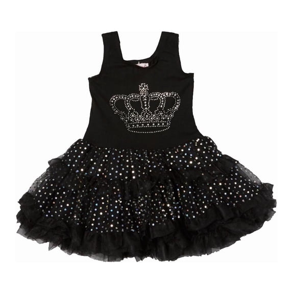 Wenchoice Black Rhinestone Crown Pettidress Girl's S(1T-2T)