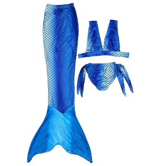 Wenchoice Blue Scales Mermaid Tail 3 Pieces Swimming Suit 1 L(5-6Y)