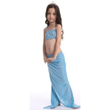 Wenchoice Blue Shinny Mermaid Tail 3 Pieces Swimming Suit 1 M(3-4Y)