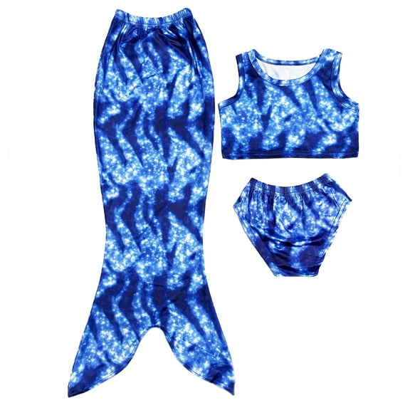 Wenchoice Blue Wave Mermaid Tail 3 Pieces Swimming Suit XL(7-8Y)