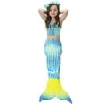 thumbnail image 1 of Wenchoice Blue Yellow Stripe Mermaid Tail 3 Pieces Swimming Suit M(3-4Y), 1 of 1
