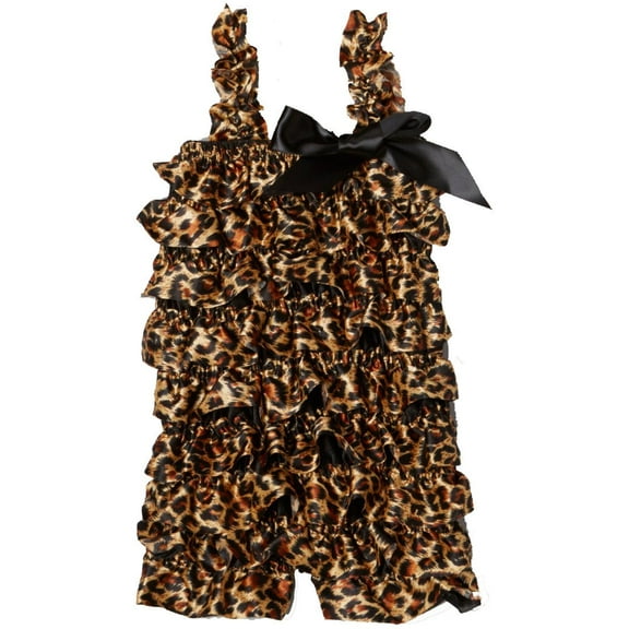Wenchoice Brown Leopard Satin Ruffle Romper Girl's M(12M-24M)