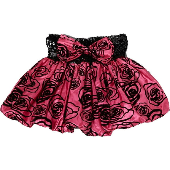 Wenchoice Coral & Black Velvet Rose Skirt Girl's M(3T-4T)