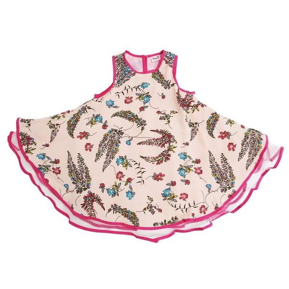 Wenchoice Coral Leaves & Flower Swing Dress Girls L(4-6 Years)