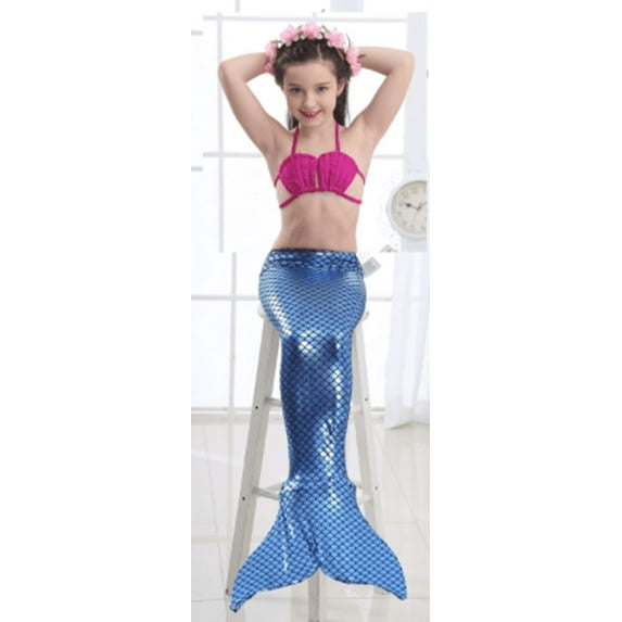Wenchoice Fuchsia Blue Mermaid Tail 3 Pieces Swimming Suit 1 M(3-4Y)