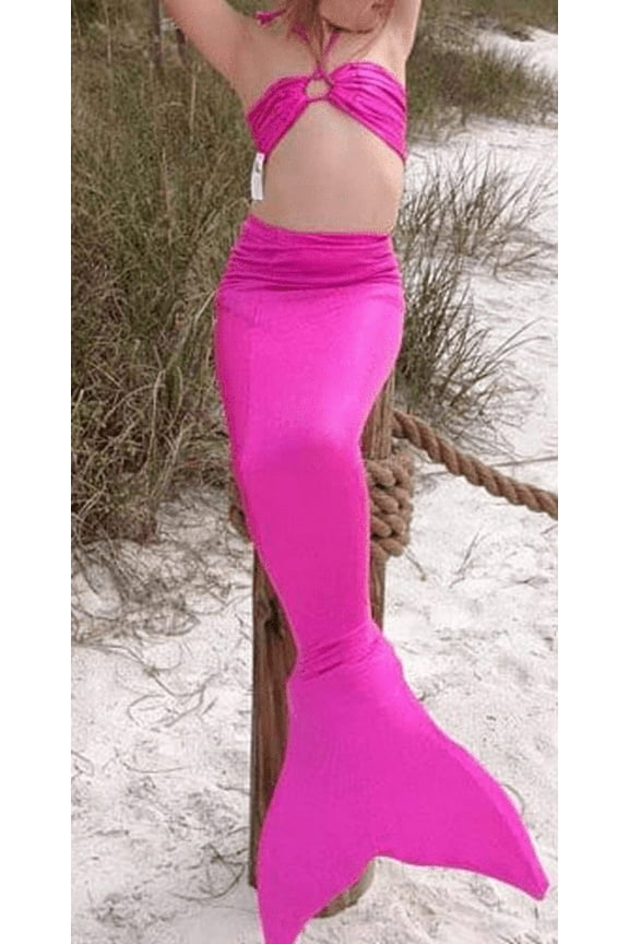Fuchsia Shinny Mermaid Tail 3 Pieces Swimming Suit XXL(9-10Y)