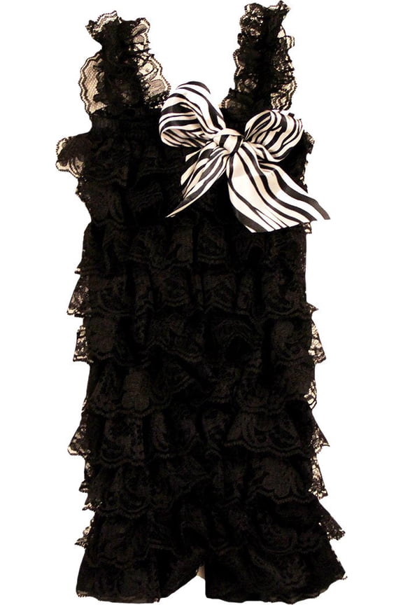 Girl'S Black Lace Ruffle Romper M(1T-2T)