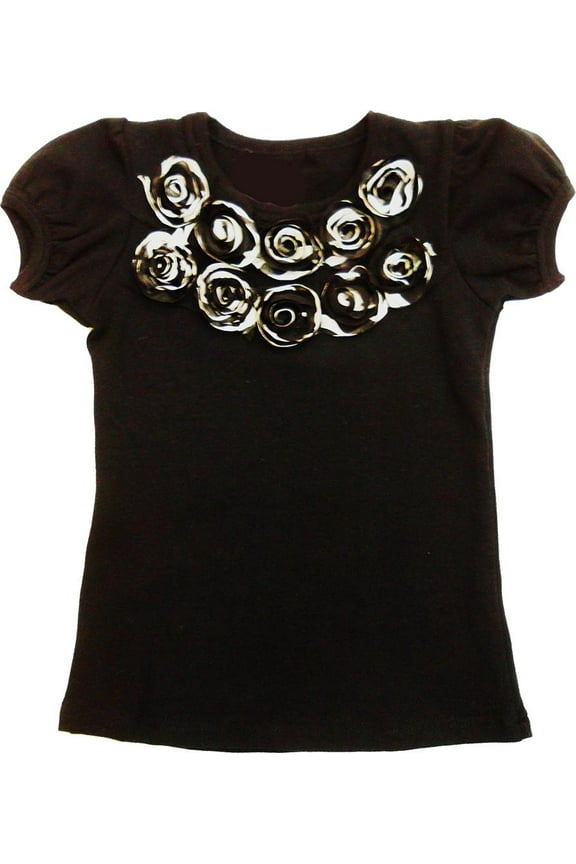 Girl'S Black Zebra Flower Short Sleeve Shirt S(1T-2T)