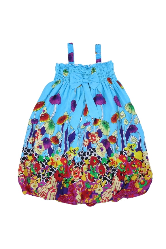 Girl'S Blue & Hot Pink Mushroom Babydoll Dress S(1T-2T)