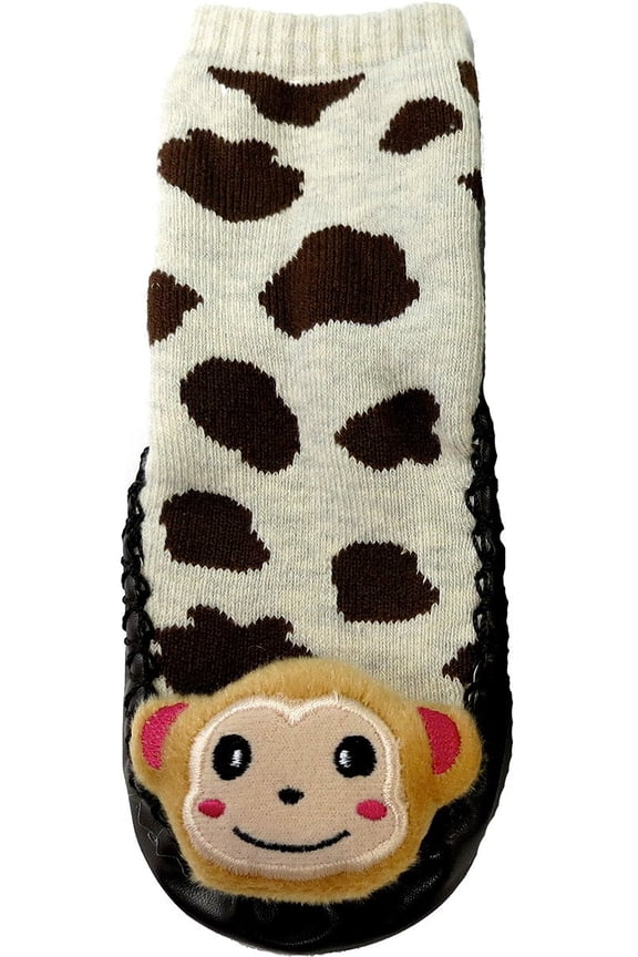 Girl'S Brown Monkey Sound Sock Shoes S(6-12M)