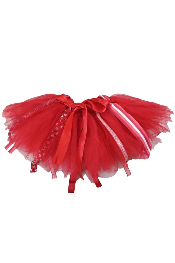 Girl'S Hand Banding Red Tutu Ribbon Trim XL(7Y-8Y)