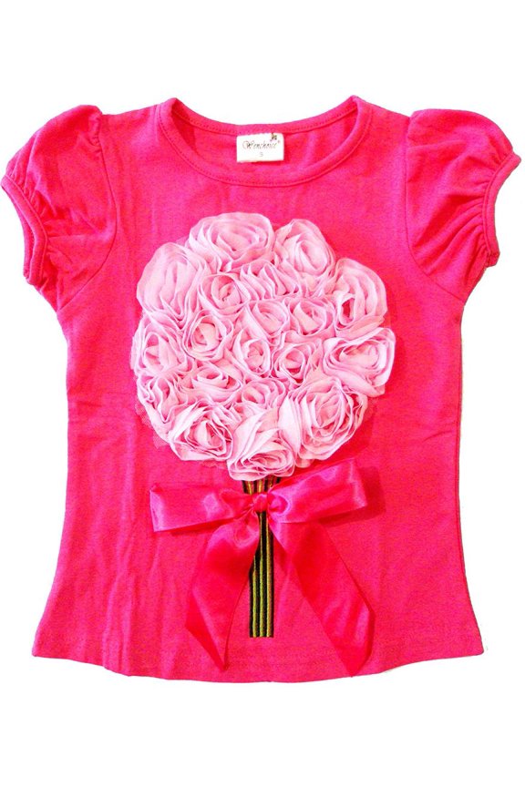 Girl'S Hot Pink Bouquet Tee S(1T-2T)