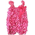 thumbnail image 1 of Wenchoice Girl'S Hot Pink Polka Dot Satin Ruffle Romper L(2T-3T), 1 of 1