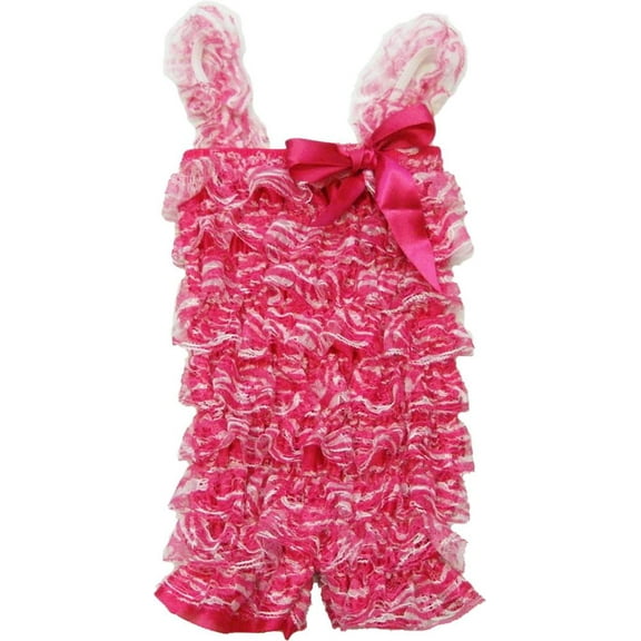 Wenchoice Girl'S Hot Pink Zebra Lace Ruffle Romper S(0-12M)