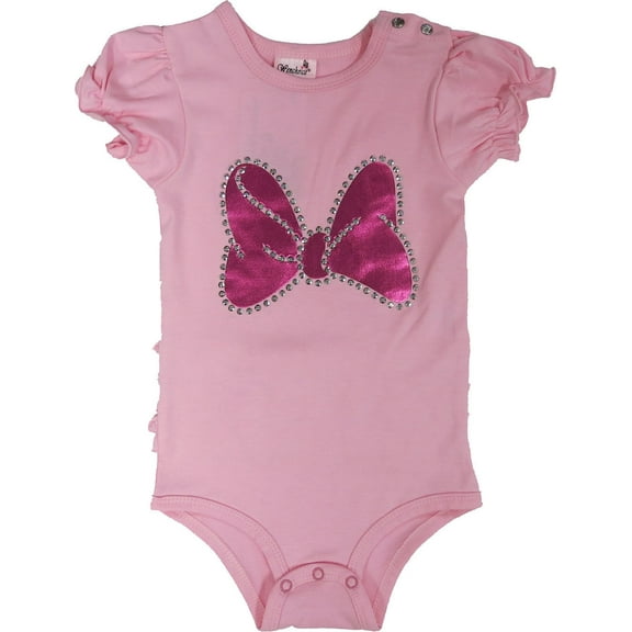 Wenchoice Girl'S Pink Bow Ruffle Bodysuit L(18-24M)