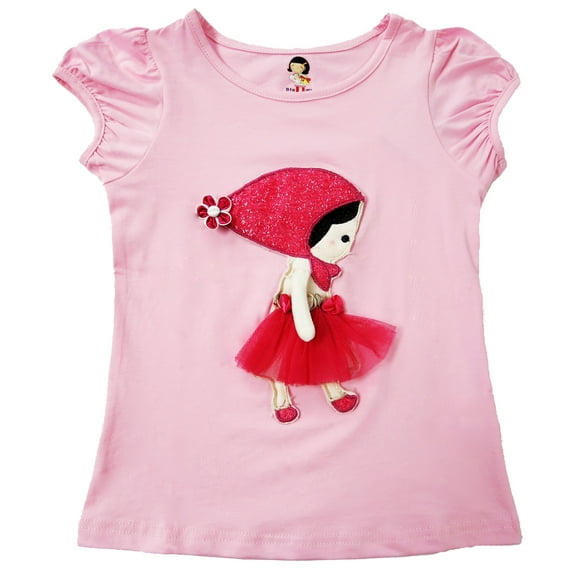 Wenchoice Girl'S Pink Girl Short Sleeve Shirt S(1T-2T)