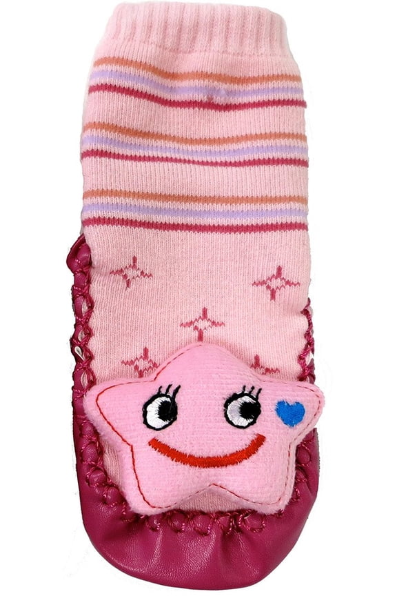 Girl'S Pink Star Sound Sock Shoes S(6-12M)