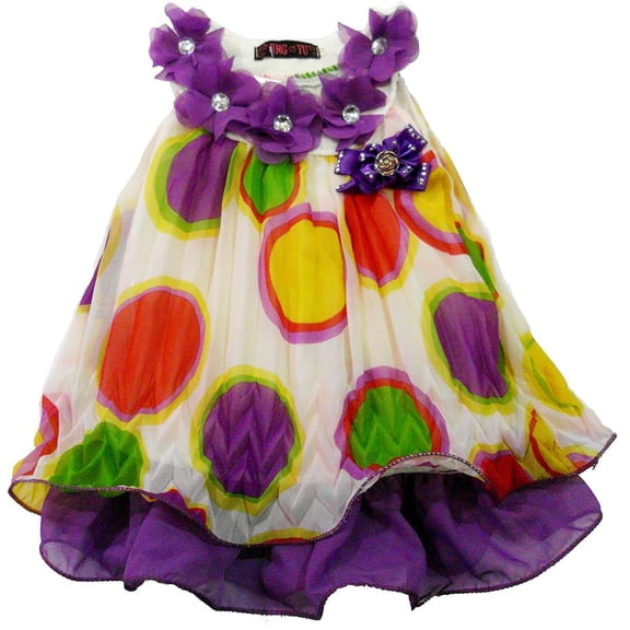 Wenchoice Girl'S Purple Dot Crinkling Chiffon Swing&nbsp; S(1T-2T)