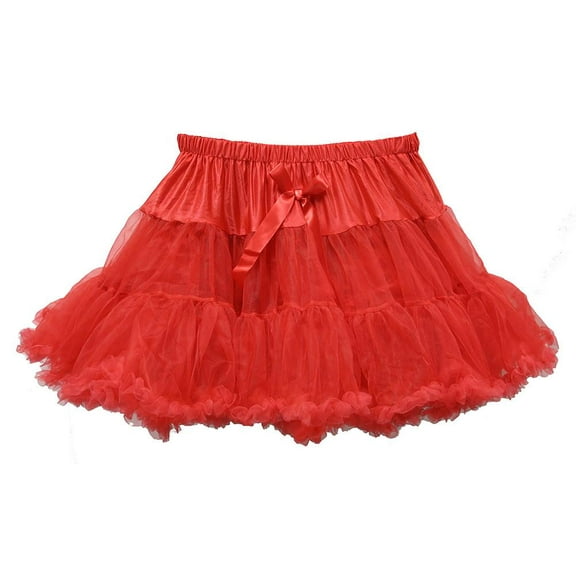 Wenchoice Girl'S Red & Black Dot Chiffon Tutu With White Trim L(5T-6T)