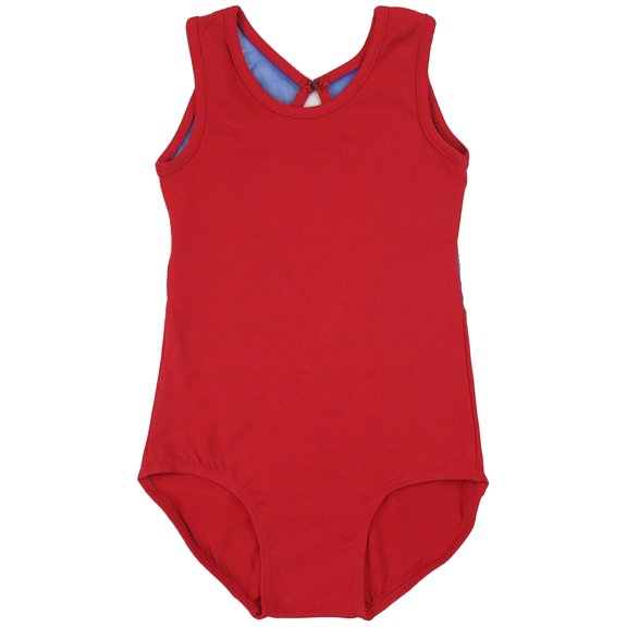 Wenchoice Girl'S Red & Royal Blue Key Hole Leotard XL(7Y-8Y)