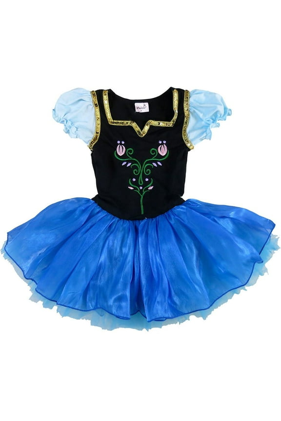Girl'S Royal Blue & Black Princess Dress&nbsp; XL(7T-8T)