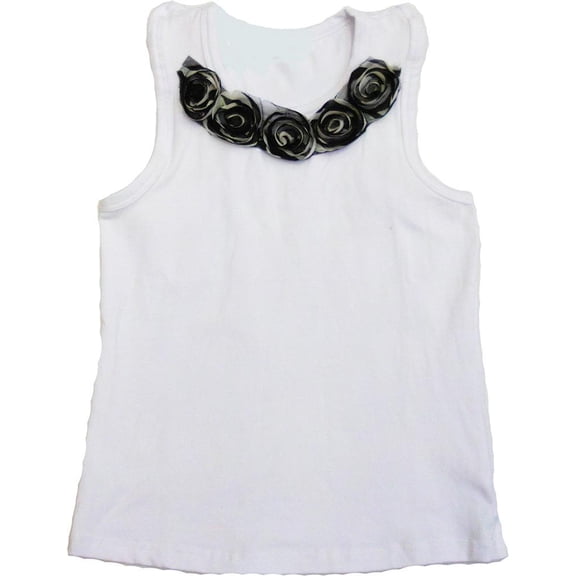 Wenchoice Girl'S White Zebra Flower Tank Top&nbsp; L(5T-6T)
