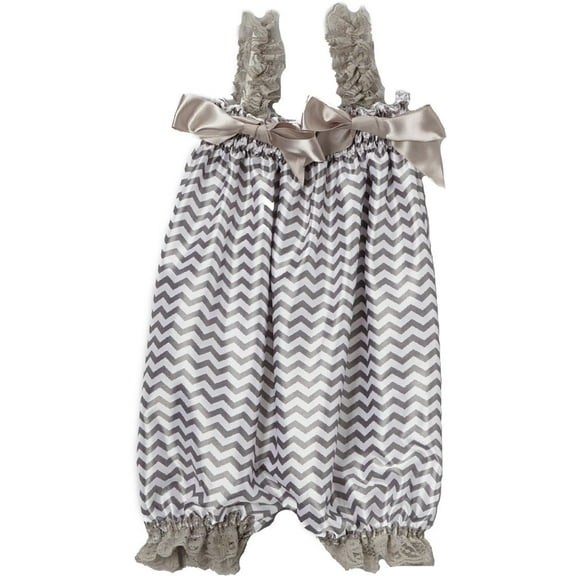 Wenchoice Girl's Gray Zigzag Bubble Romper - S(6M-12M)