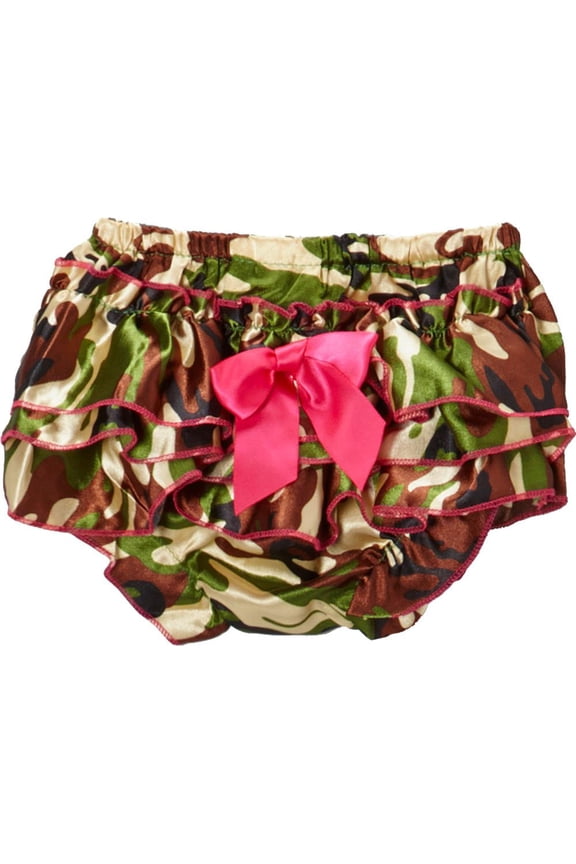 Wenchoice Girl's Green Camo Satin Bloomers - S(0M-8M)