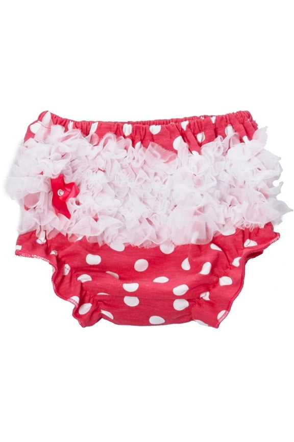 Girl's Hot Pink Polka Dot Ruffle Bloomers - S(0M-8M)