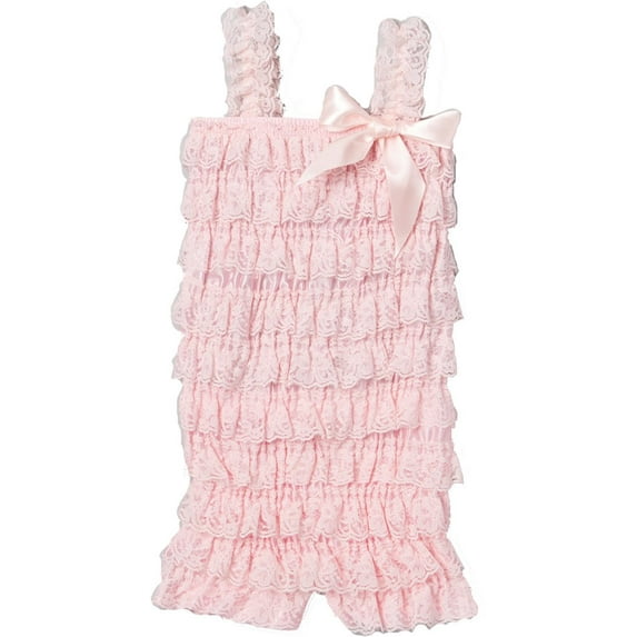 Wenchoice Girl's Light Pink Lace Romper - L(24M-36M)